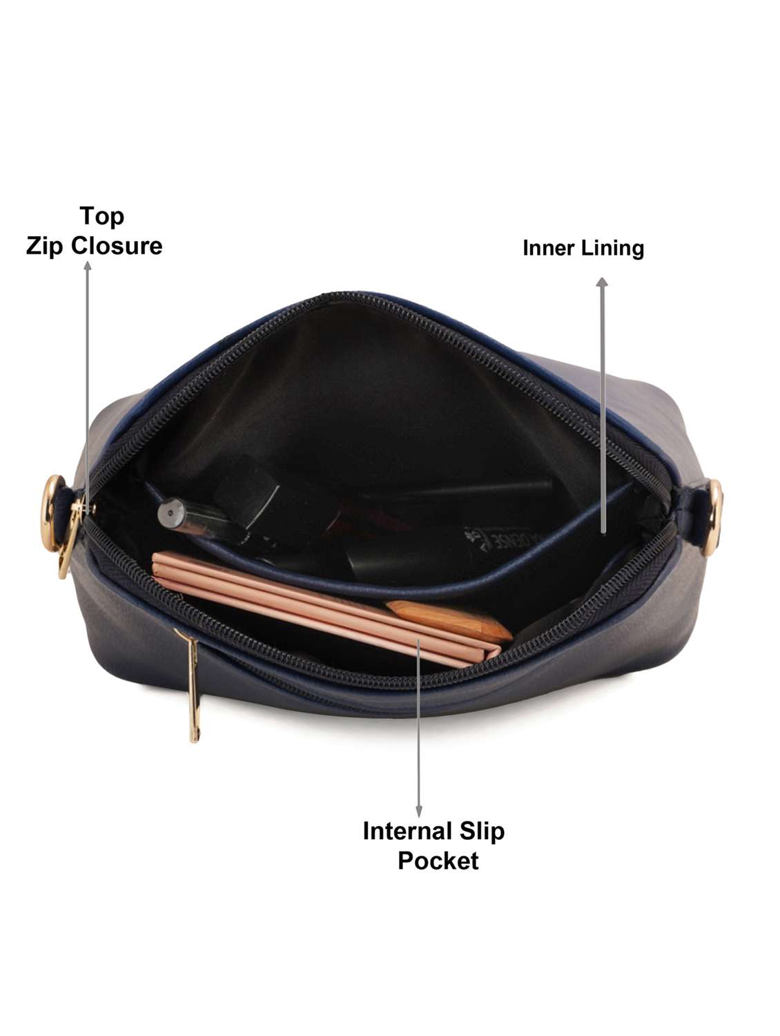 blue leatherette (pu) sling bag - 19108492 - Standard Image - 2