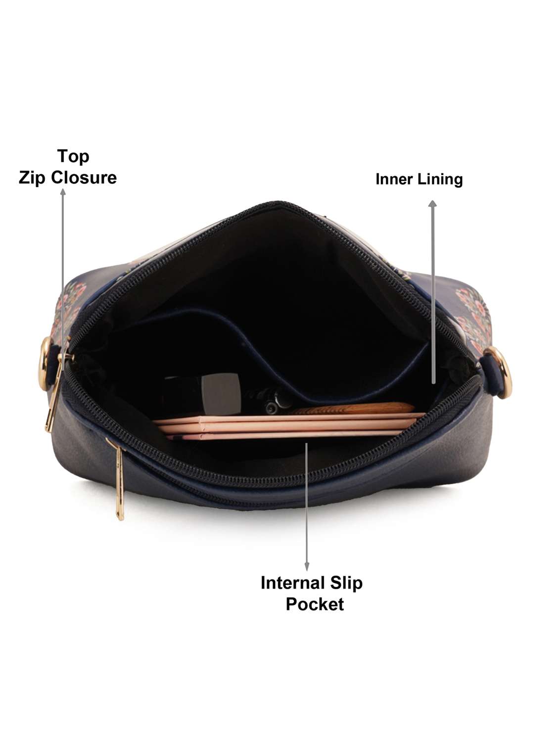 blue leatherette (pu) sling bag - 19108493 - Standard Image - 2