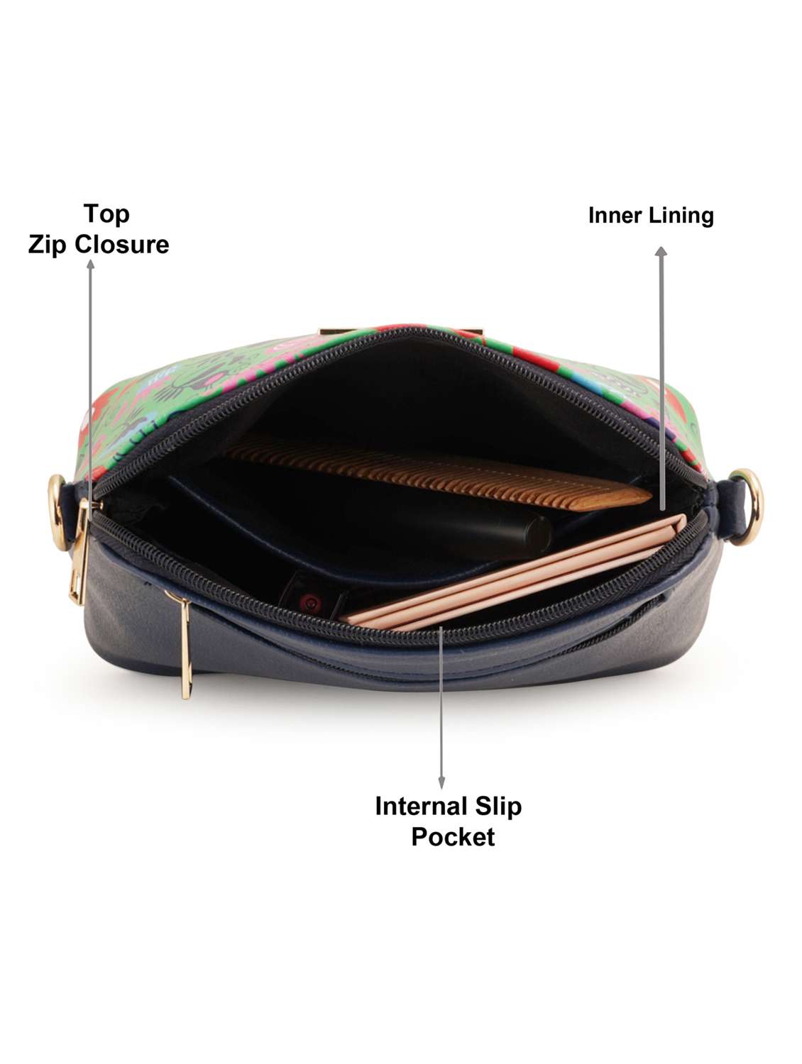 blue leatherette (pu) sling bag - 19108494 - Standard Image - 2