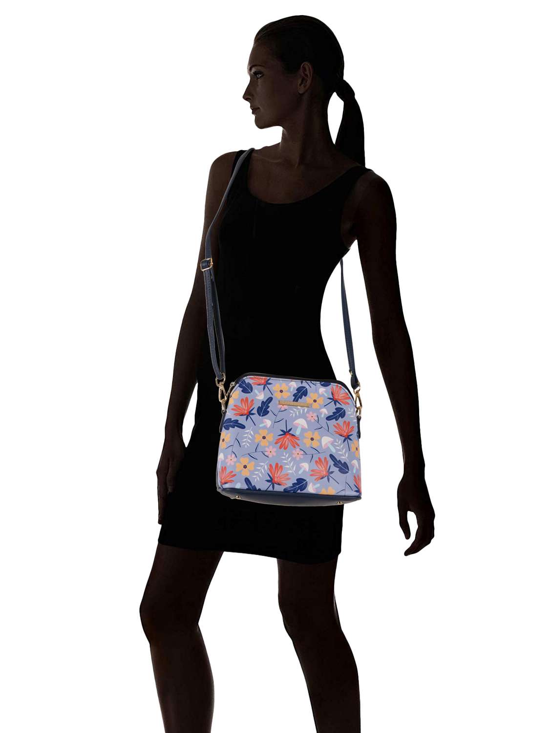 blue coloured leatherette (pu) regular sling bag - 19108496 - Standard Image - 7