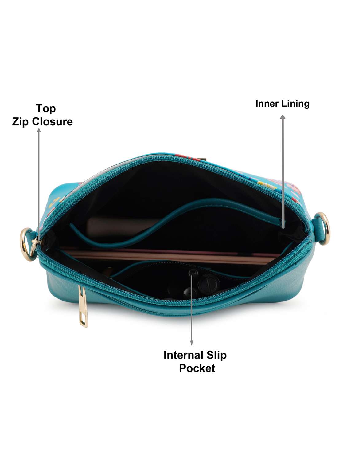 multi coloured leatherette (pu) regular sling bag - 19108510 - Standard Image - 2
