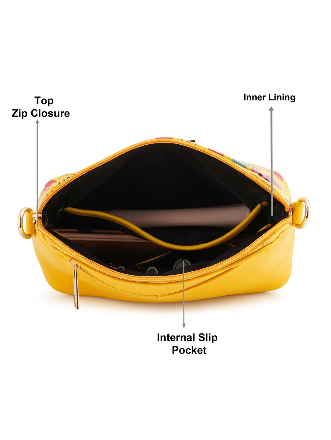 multi coloured leatherette (pu) regular sling bag - 19108511 - Standard Image - 2