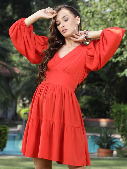 women's tiered dress solid dress - 19108900 - Standard Image - 0