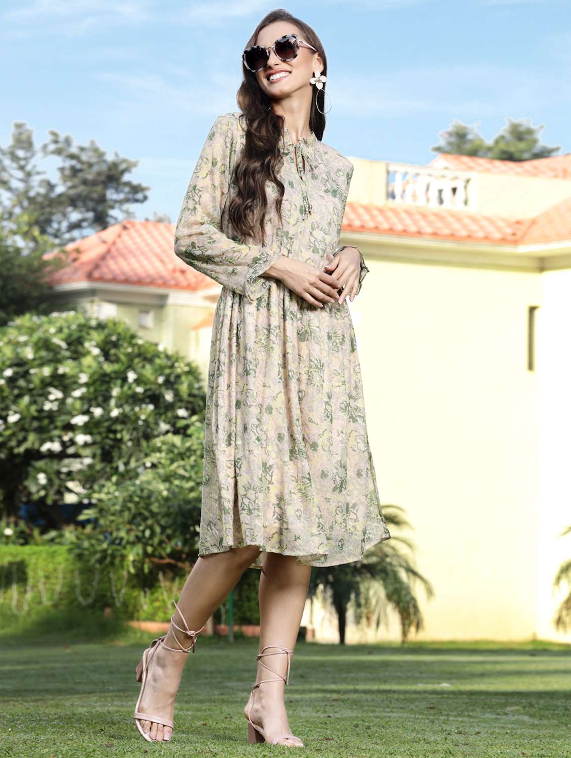 women's fit & flare floral dress - 19108907 - Standard Image - 2