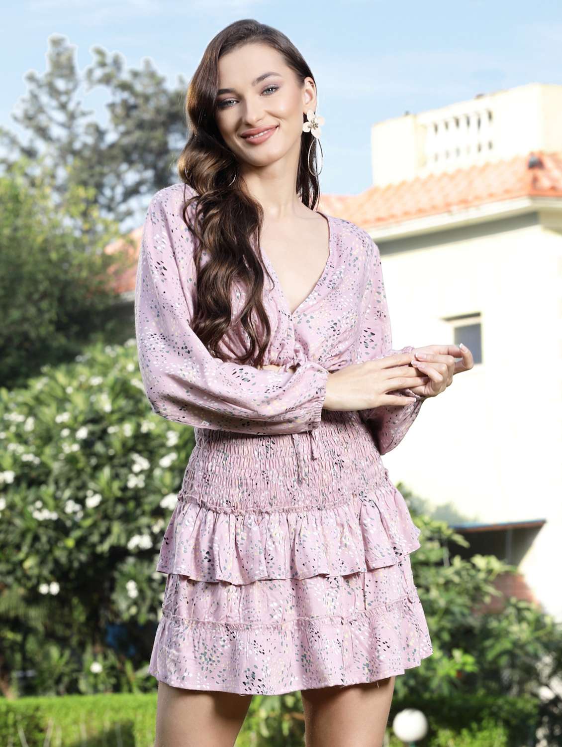 women's layered printed dress