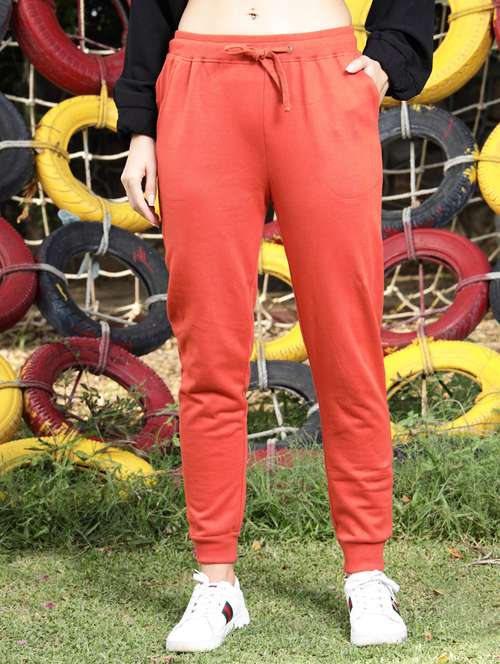 red solid track pant - 19109127 -  Standard Image - 0