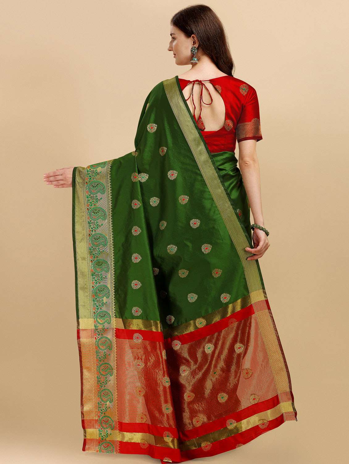 self design zari work woven saree with blouse - 19109740 - Standard Image - 2