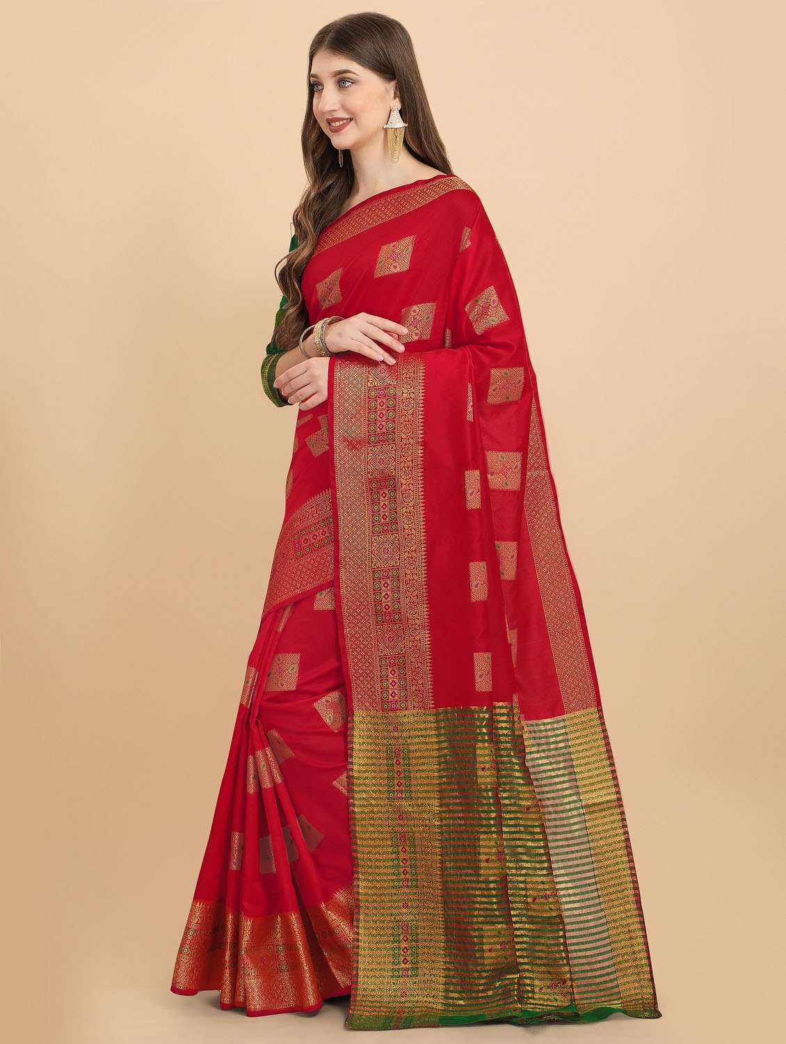 self design woven saree with blouse - 19109743 -  Standard Image - 2