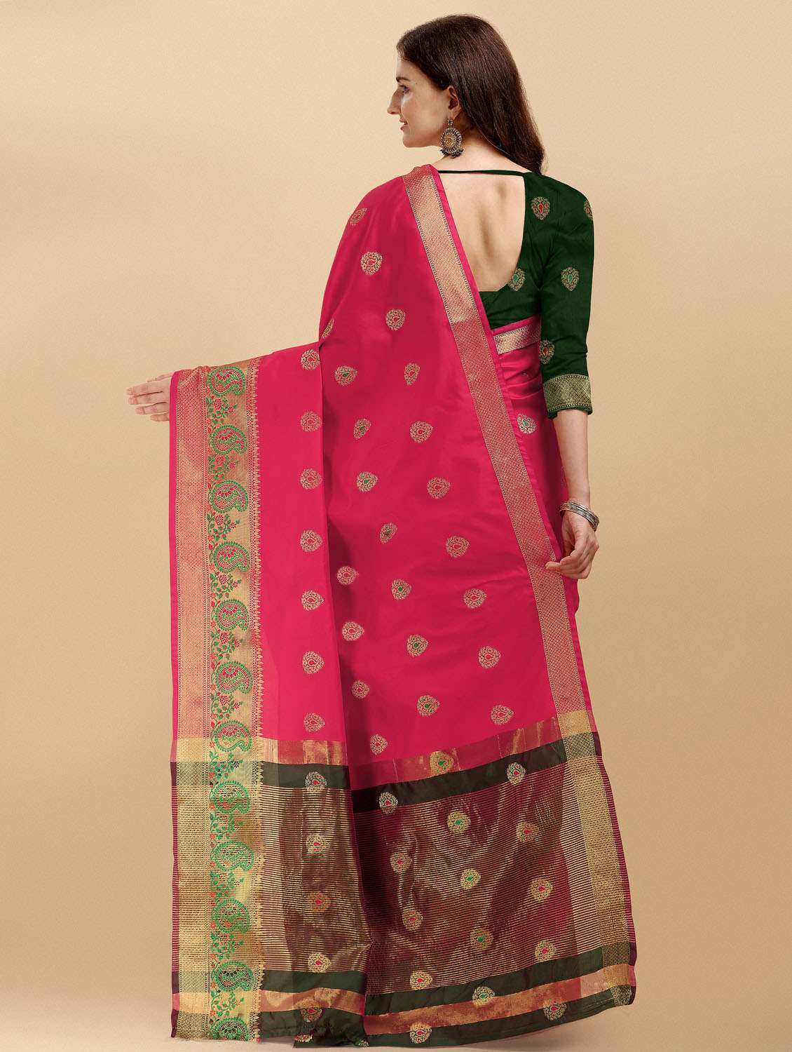 self design woven saree with blouse - 19109772 - Standard Image - 2