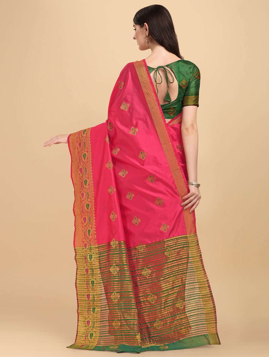 self design woven saree with blouse - 19109775 - Standard Image - 2