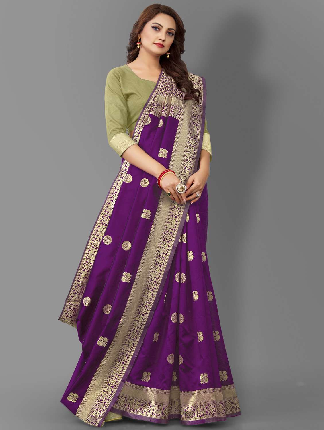 women's self design purple colored saree - 19109791 - Standard Image - 2