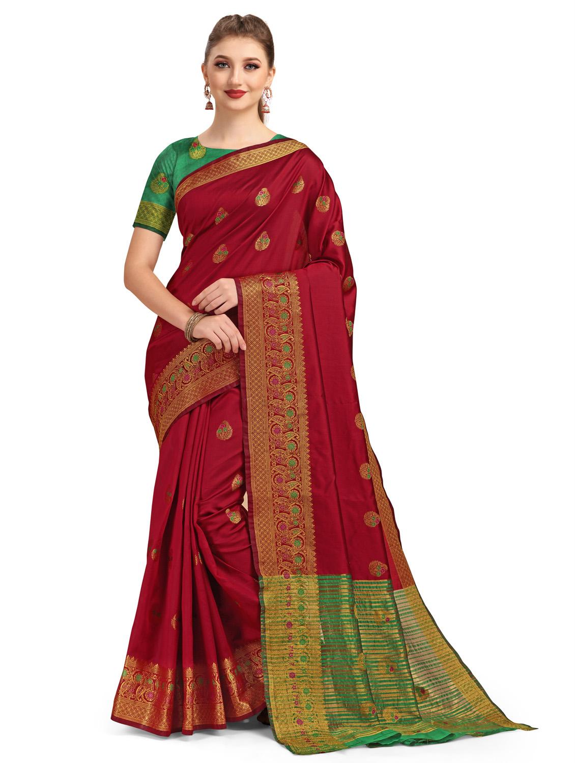 self design zari work woven saree - 19109802 - Standard Image - 2