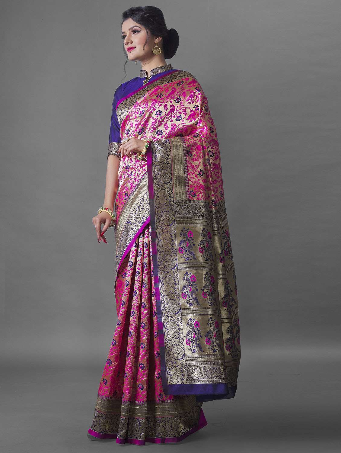women's self design pink colored saree - 19109889 - Standard Image - 2