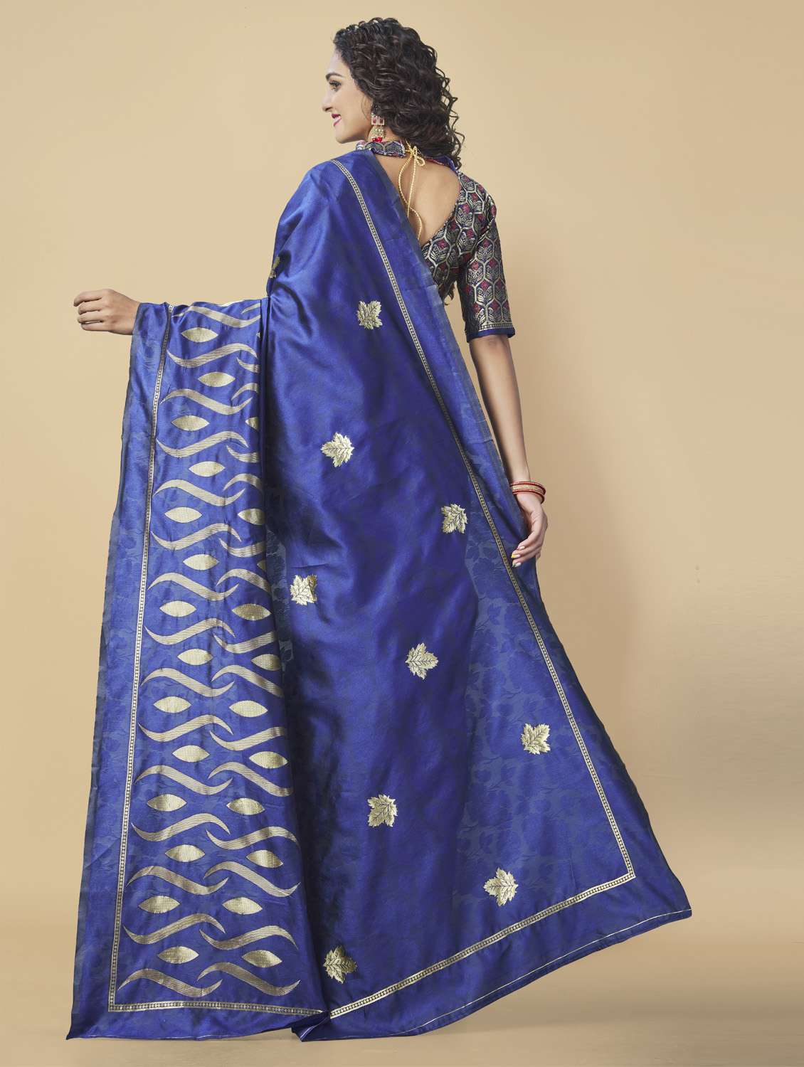 self design zari work woven saree with blouse - 19109898 -  Standard Image - 2