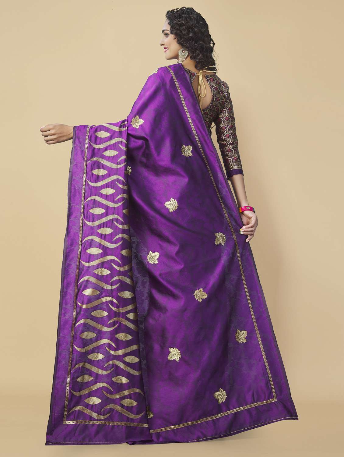 self design zari work woven saree with blouse - 19109901 -  Standard Image - 2