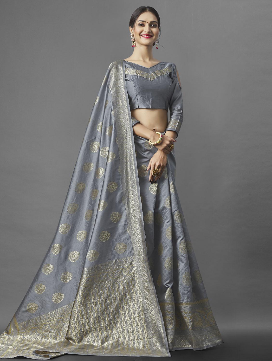 self design woven saree with blouse - 19109975 - Standard Image - 2
