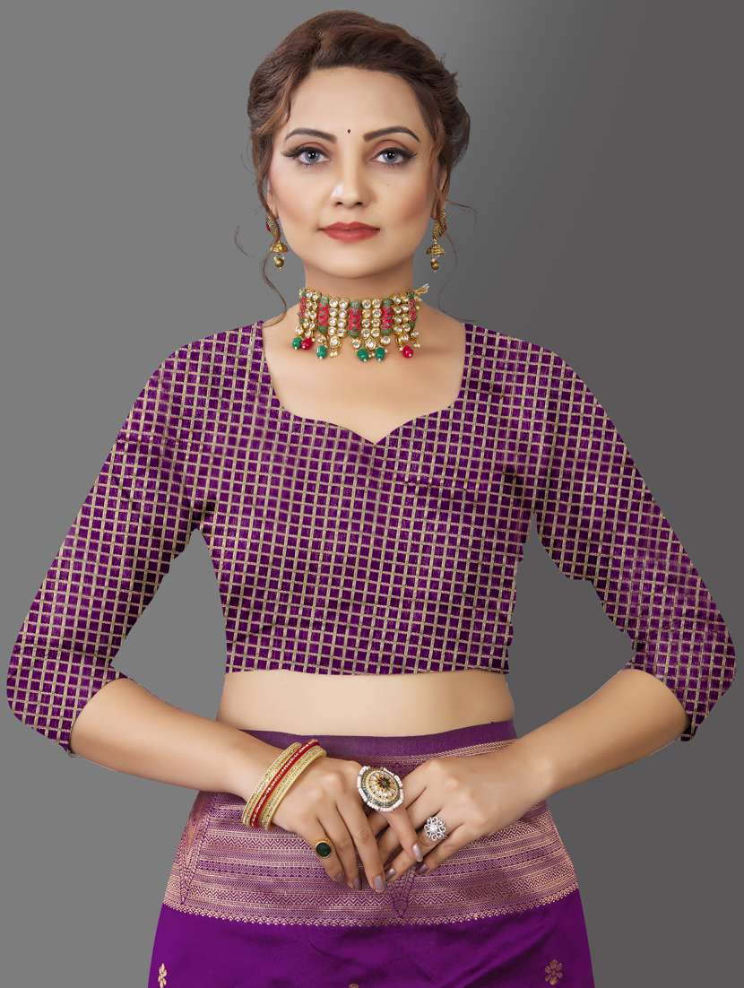 women's self design purple colored saree with blouse - 19110066 -  Standard Image - 2