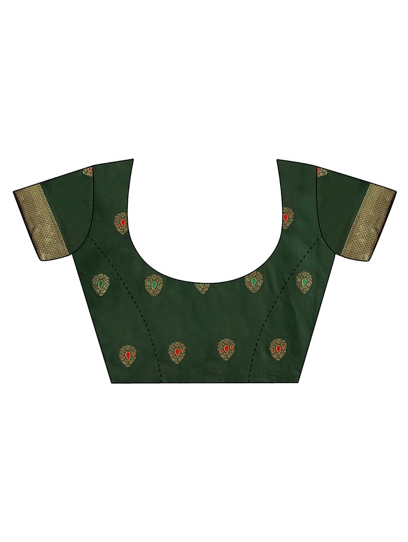 red self design woven saree with blouse - 19110117 - Standard Image - 2