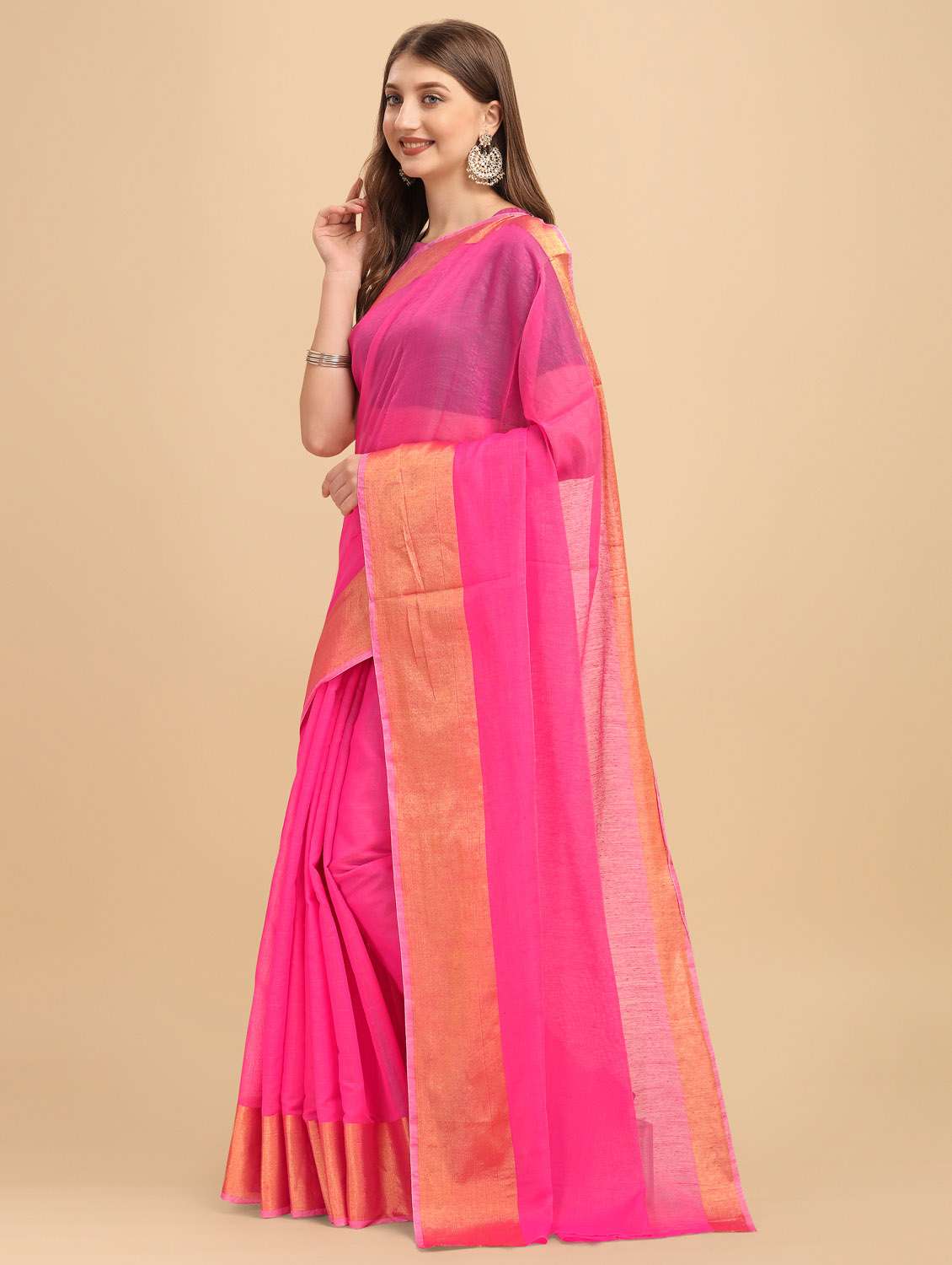 pink self design woven saree - 19110135 - Standard Image - 2