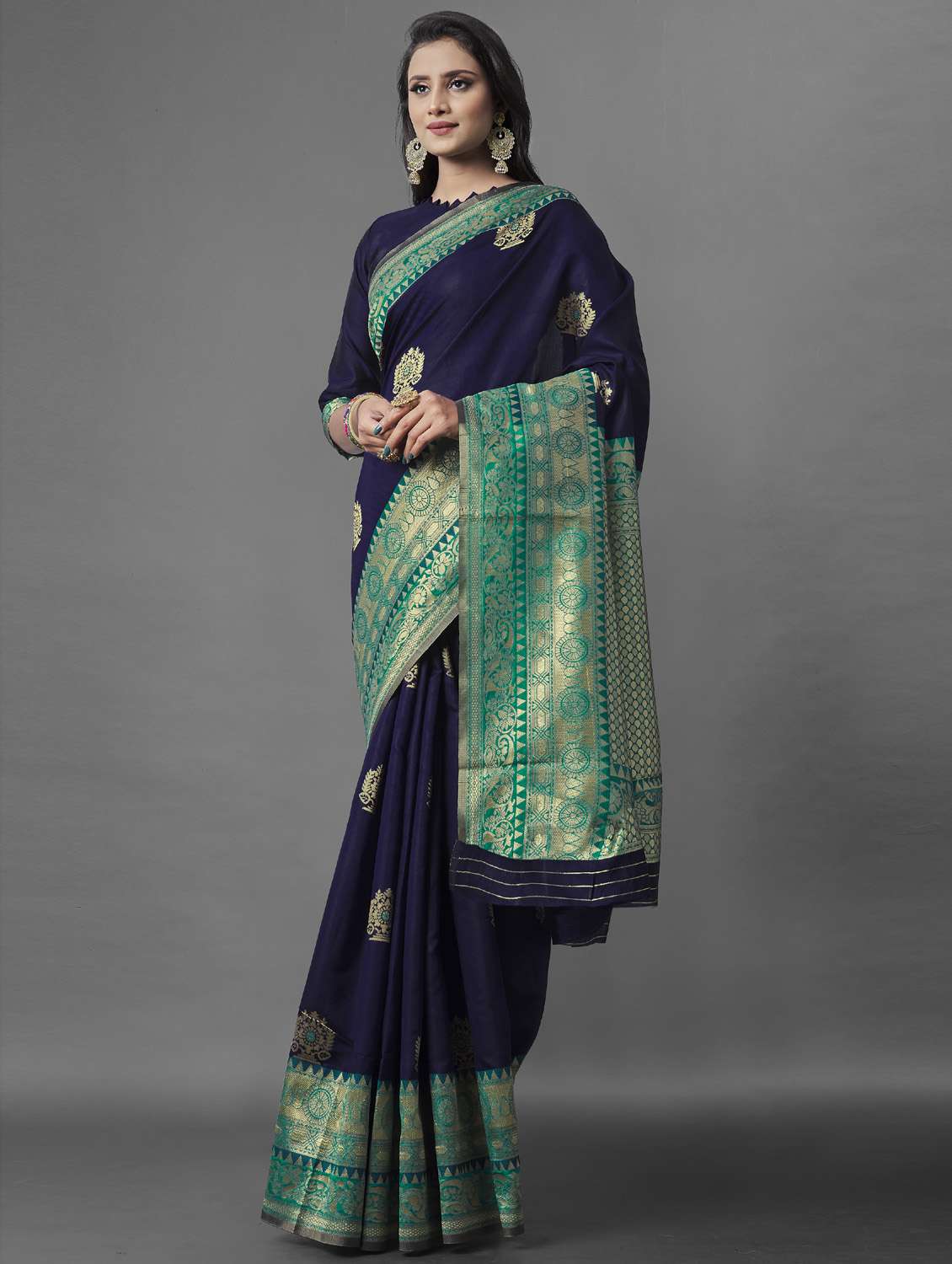 women's self design blue colored saree - 19110192 - Standard Image - 2