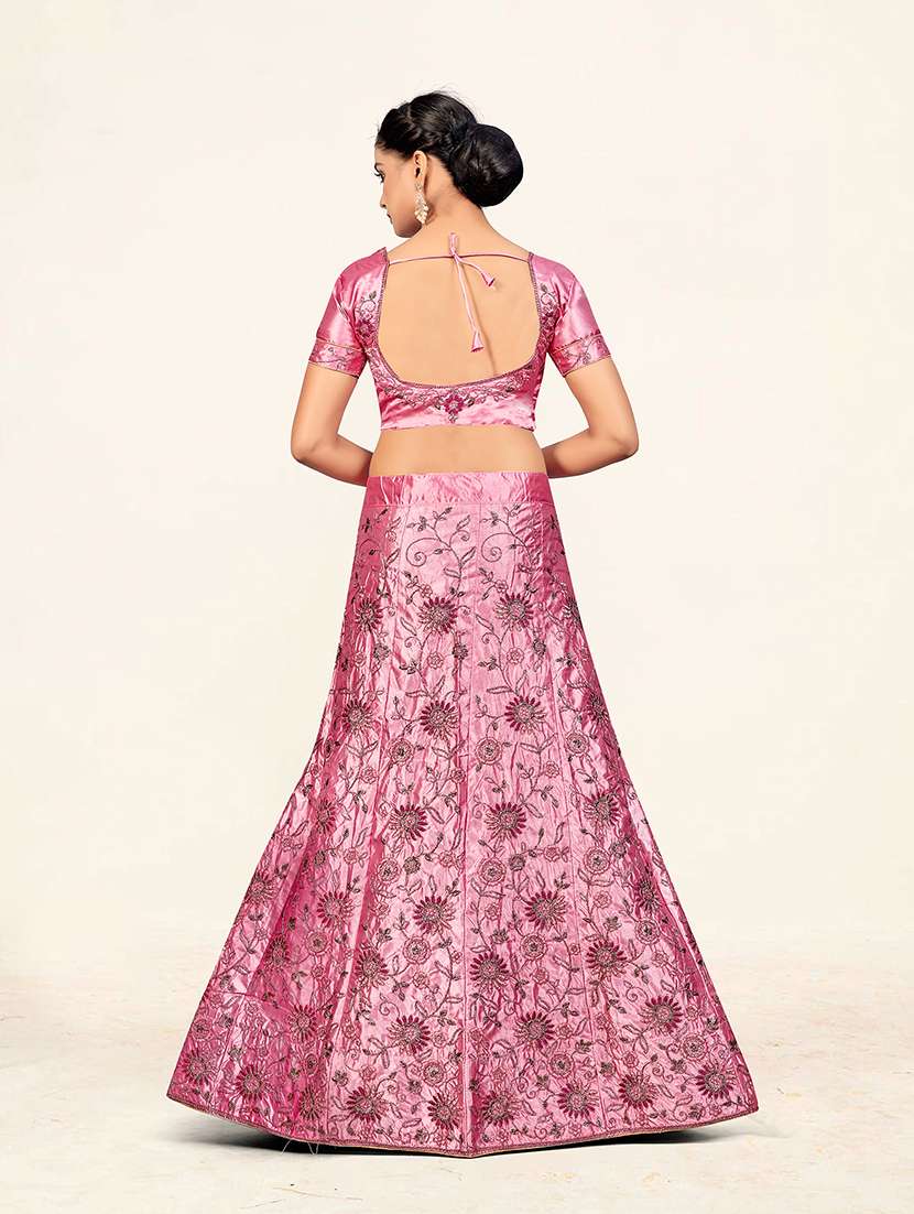 orange embroidered flared lehenga - 19110409 - Standard Image - 2