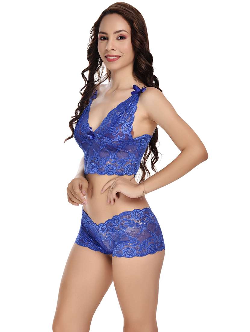blue net bras and panty set - 19110815 -  Standard Image - 2