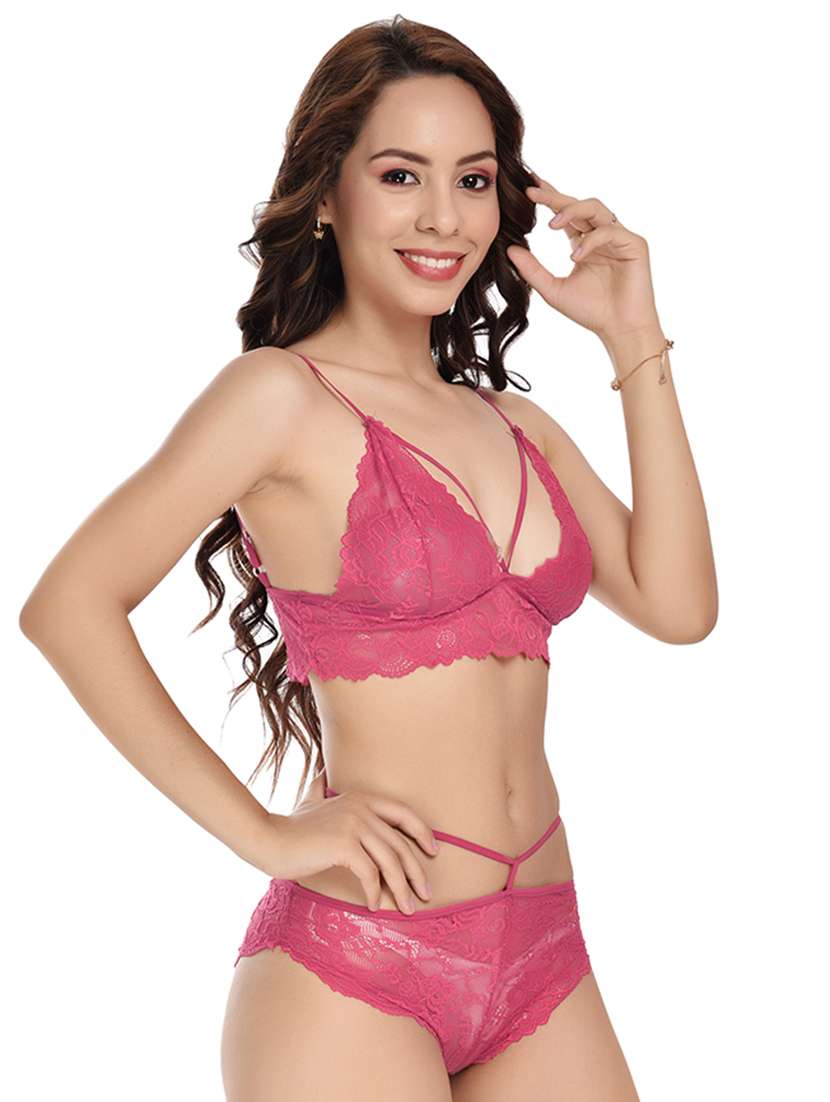 pink net bras and panty set - 19110845 -  Standard Image - 2