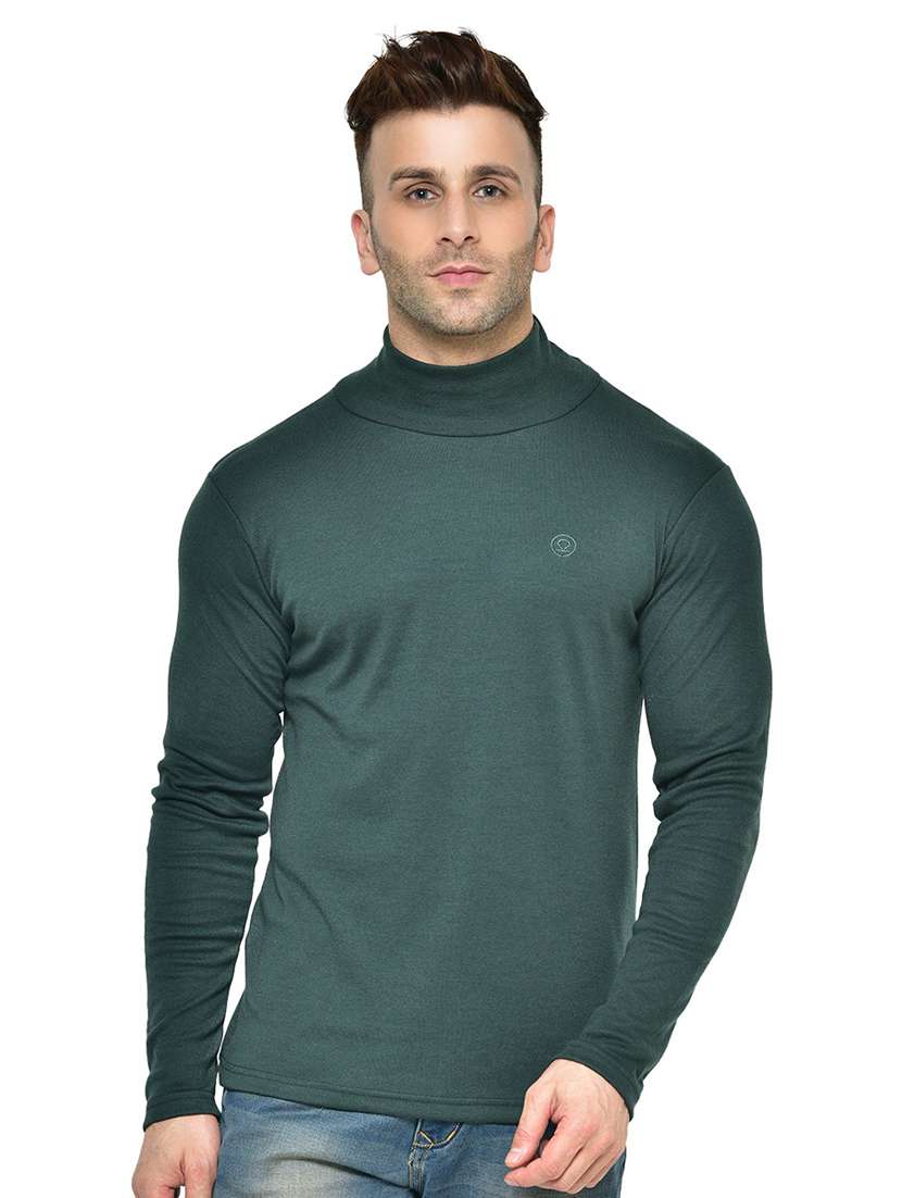 high neck solid t-shirt 