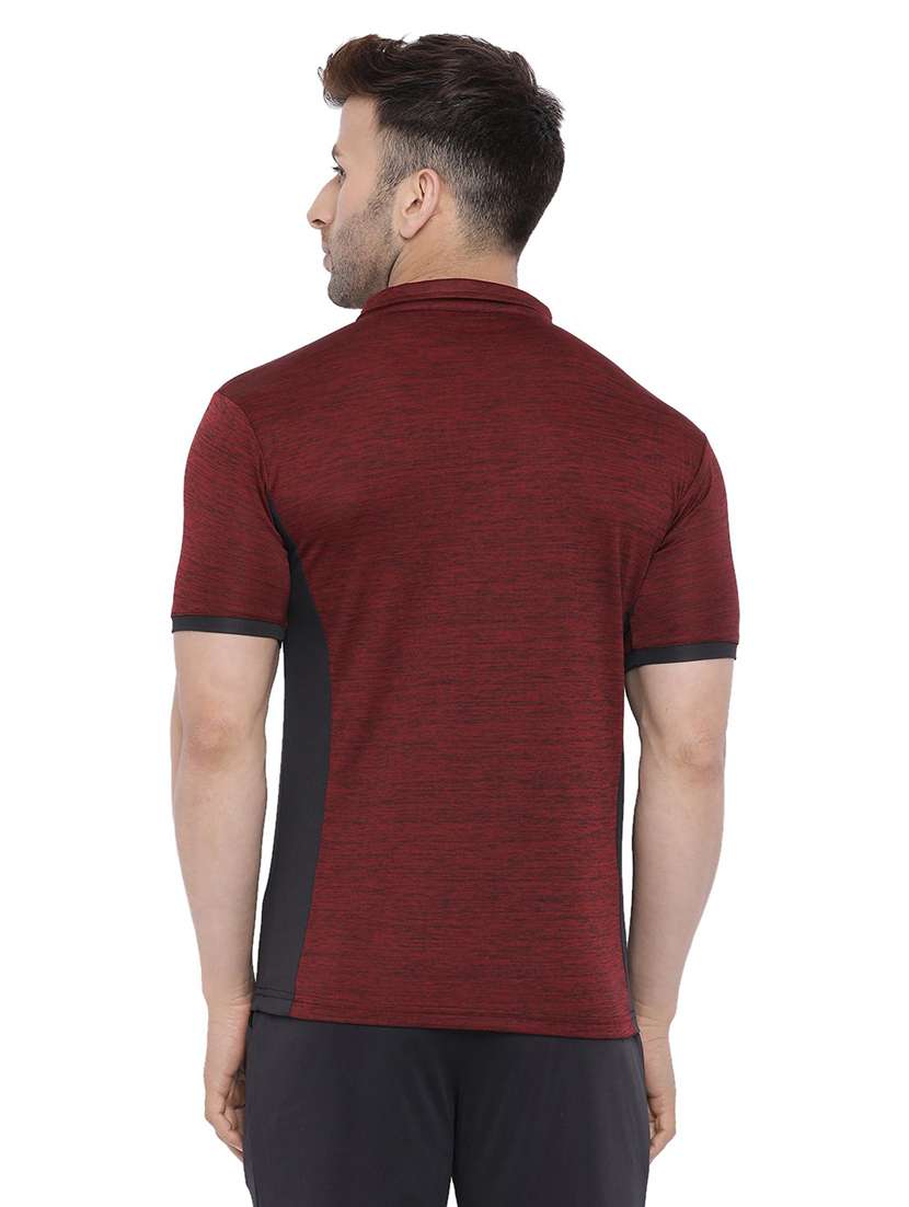 maroon color blocked t-shirt - 19112722 - Standard Image - 2