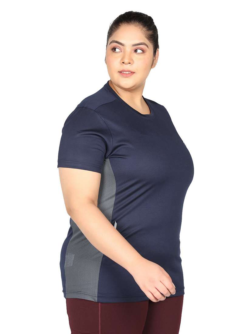 women's color block round neck t-shirt - 19113129 - Standard Image - 2