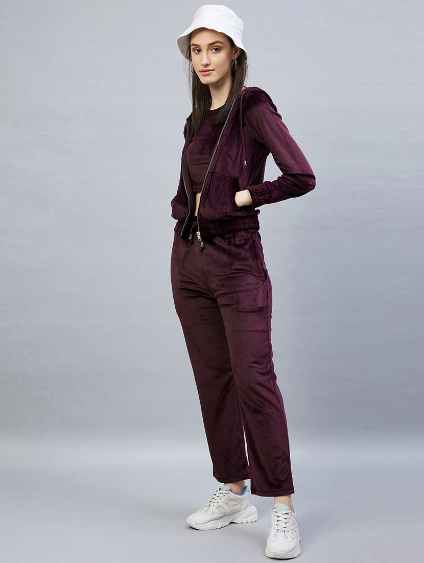 burgundy velvet top and trouser set - 19113837 -  Standard Image - 2