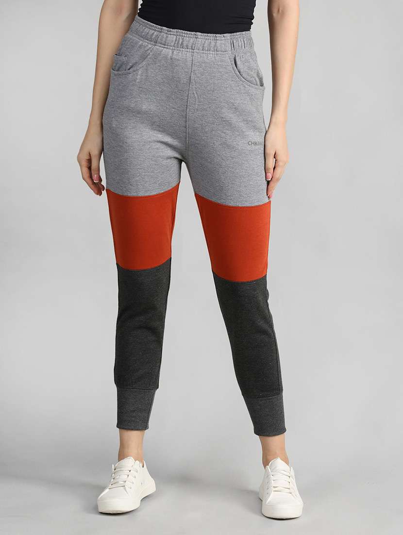 mid rise color block track pant