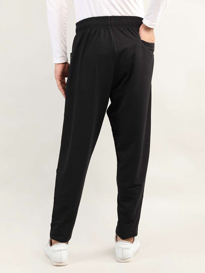 black cotton blend  full length track pant - 19115489 -  Standard Image - 2