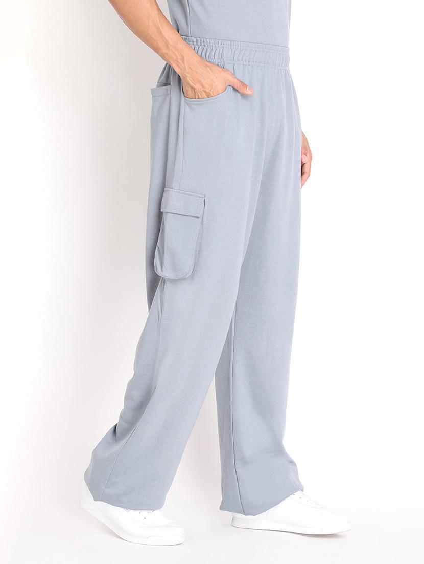 grey cotton blend full length track pant - 19115491 - Standard Image - 2
