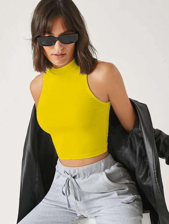 Women's Crop High Neck Top - 19120097 -  Standard Image - 2