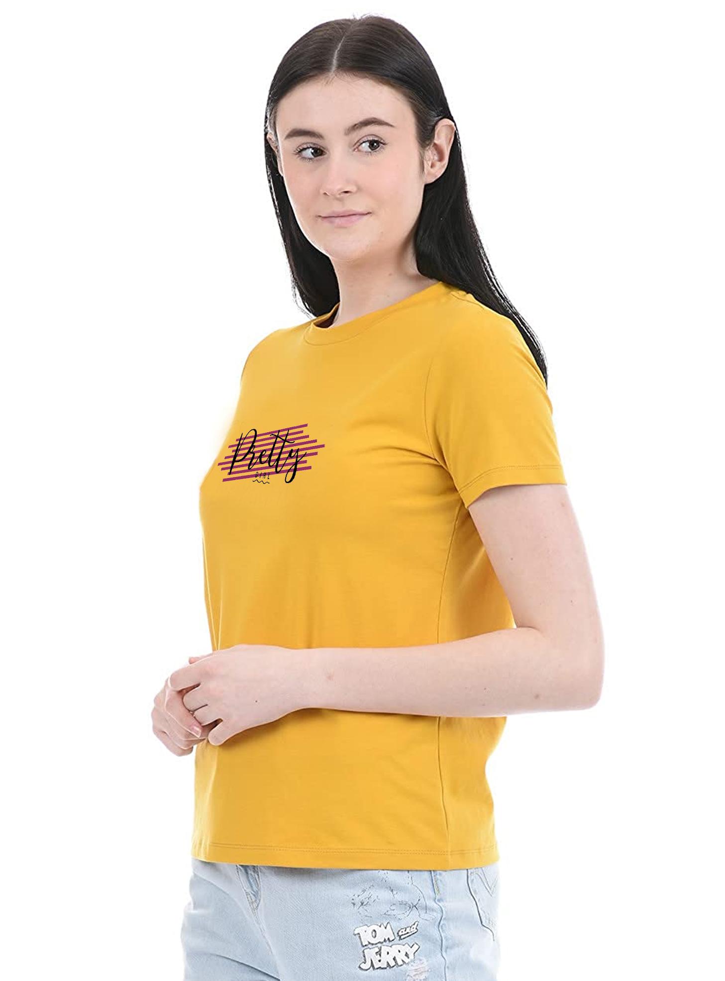 urbane glamorous women short sleeve causal t-shirt (yellow) - 19120668 - Standard Image - 2