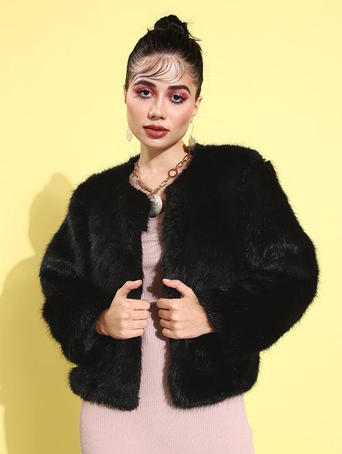 solids faux fur jacket - 19120762 -  Standard Image - 0