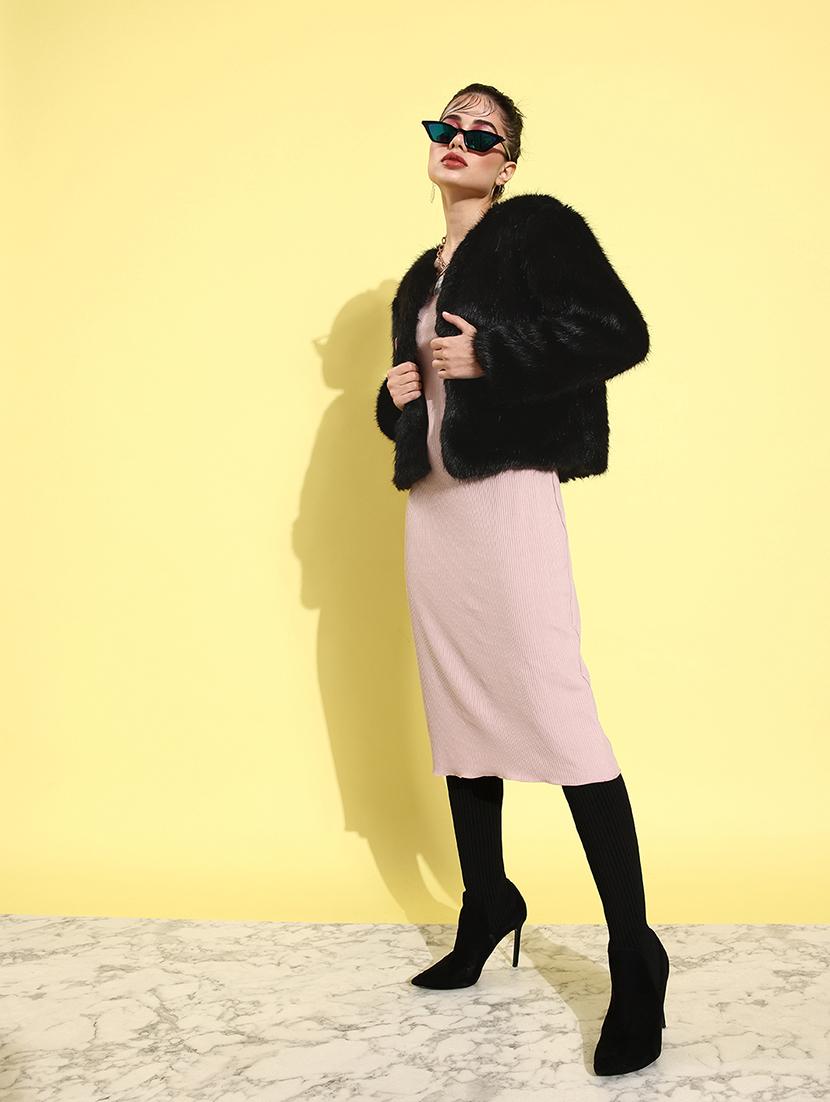 solids faux fur jacket - 19120762 - Standard Image - 2