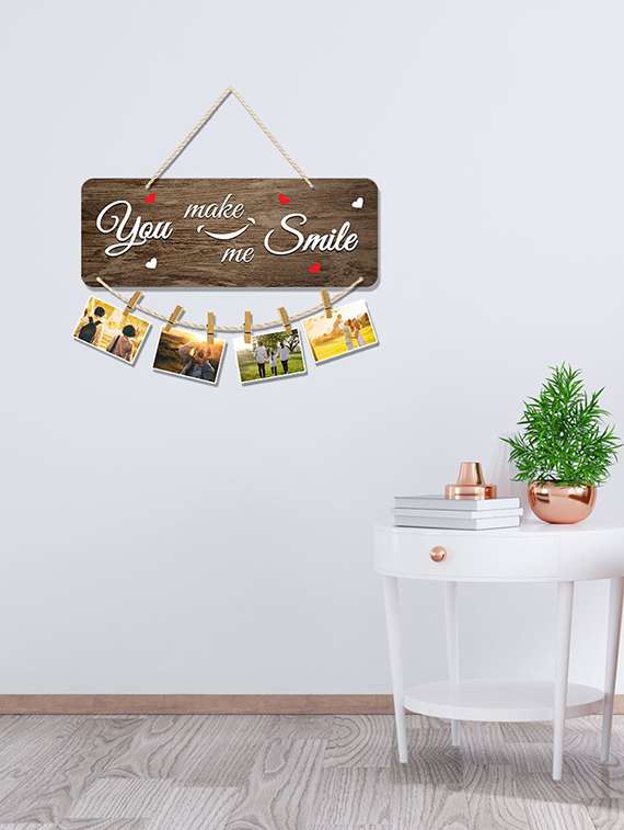 smile quote wall hanging with string and six clip for home decoration (wh_7801n)