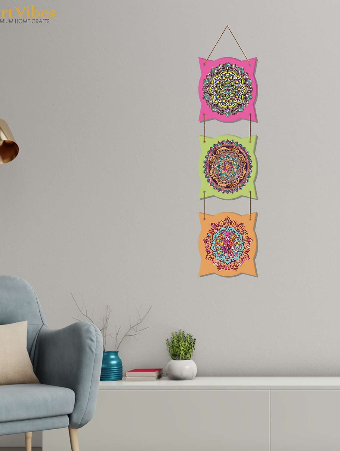 mandala pattern designer wooden wall hanger for home decor | art item (wh_7702n)