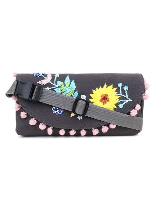 grey embroidered sling bag - 19121556 -  Standard Image - 0