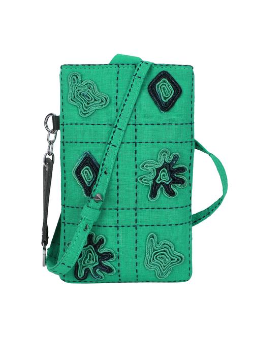 green embroidered sling bag - 19121558 -  Standard Image - 0