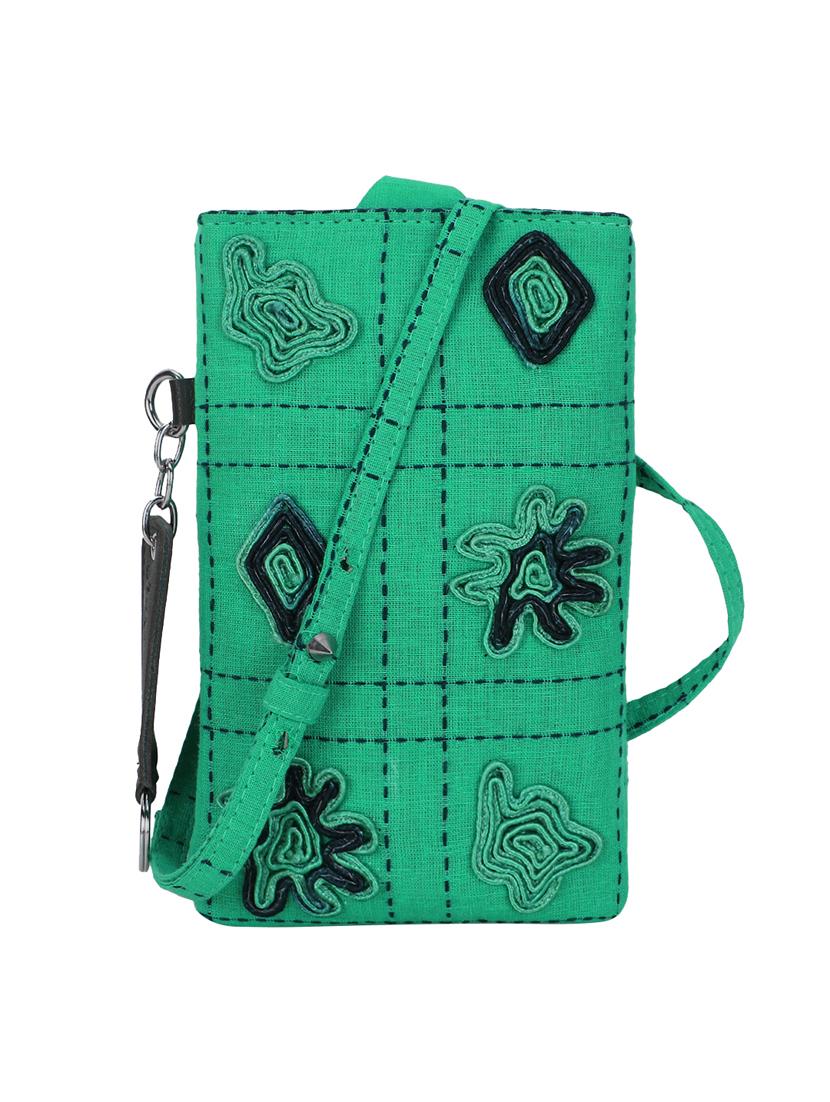 green embroidered sling bag - 19121558 -  Zoom Image - 0