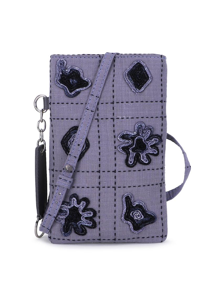 purple embroidered sling bag - 19121559 - Zoom Image - 0