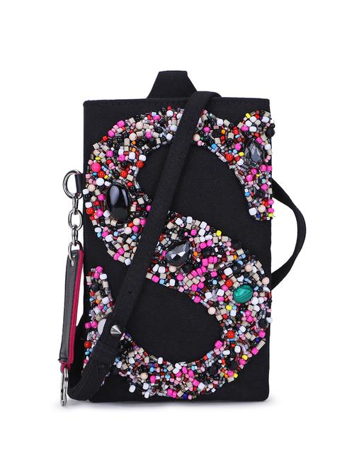 black embroidered sling bag - 19121561 -  Standard Image - 0