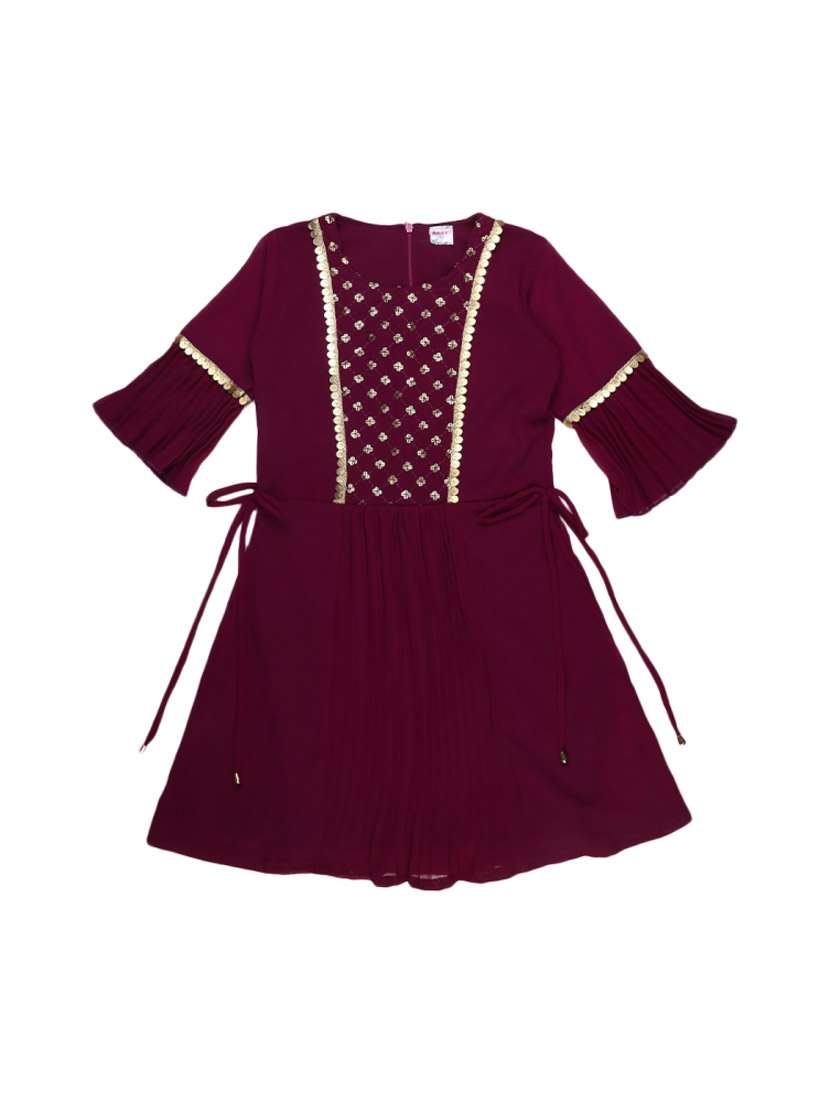 girls embellished kurta & sharara set 