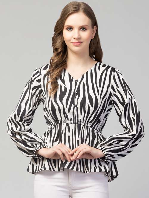 women's peplum v neck top - 19124208 - Standard Image - 0