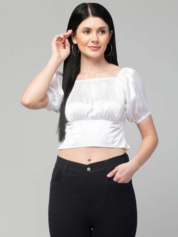 women's blouson square neck top