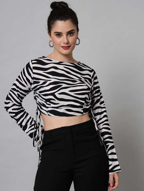 women's crop boat neck top - 19124239 - Standard Image - 0
