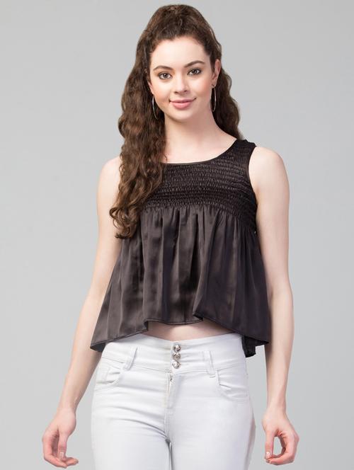 women's crop round neck top - 19124243 - Standard Image - 0